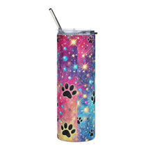 Load image into Gallery viewer, Rainbow Galaxy Paw Print Tumbler
