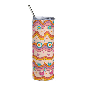 Retro Daisies & Hearts Tumbler