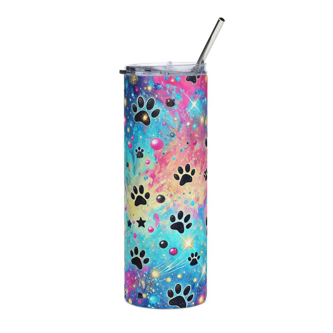 Rainbow Galaxy Paw Print Tumbler