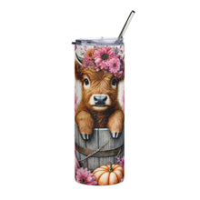 Load image into Gallery viewer, Pink Pumpkins Highland Cow Tumbler
