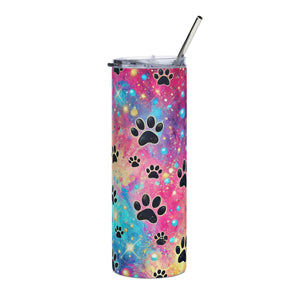 Rainbow Galaxy Paw Print Tumbler