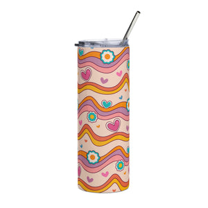 Retro Daisies & Hearts Tumbler