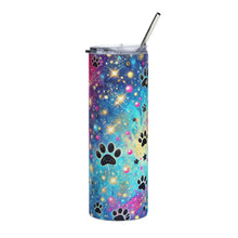 Load image into Gallery viewer, Rainbow Galaxy Paw Print Tumbler
