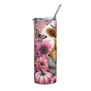 Pink Pumpkins Highland Cow Tumbler